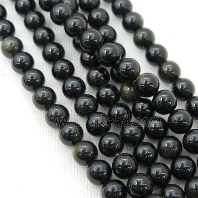 Natural Obsidian Beads Goldspot Smooth Round