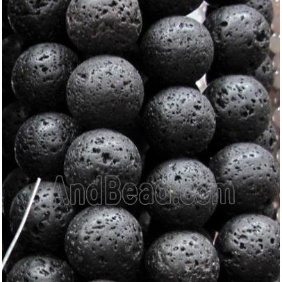 round black lava beads