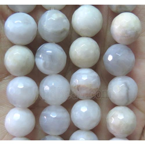 white Crazy Lace Agate Beads, faceted round