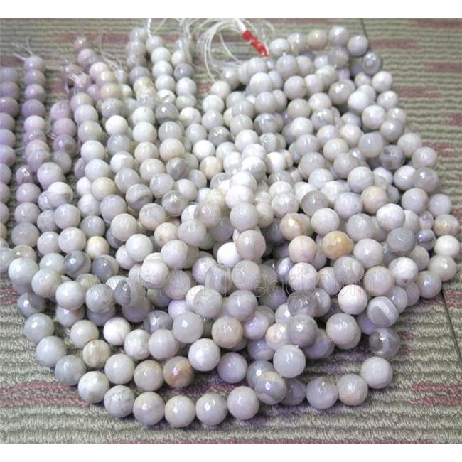 white Crazy Lace Agate Beads, faceted round
