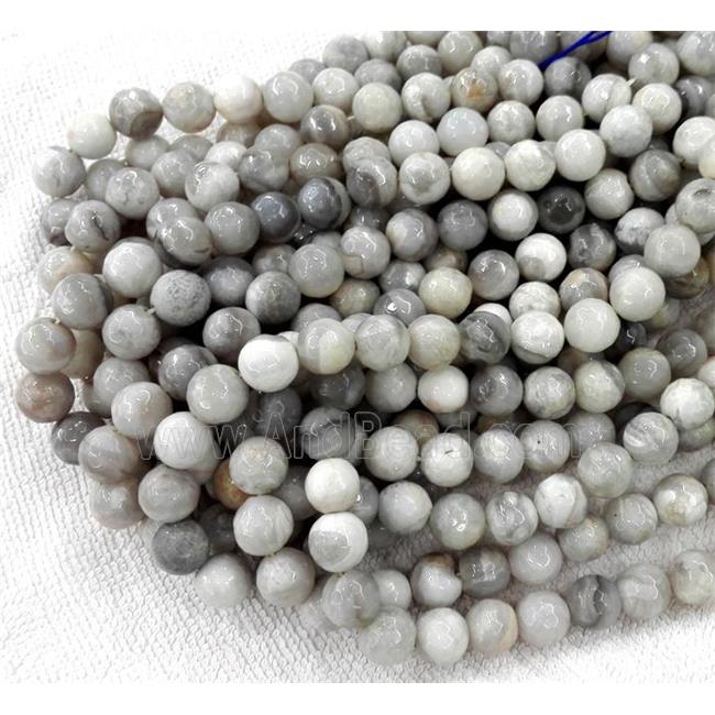 white Crazy Lace Agate Beads, faceted round