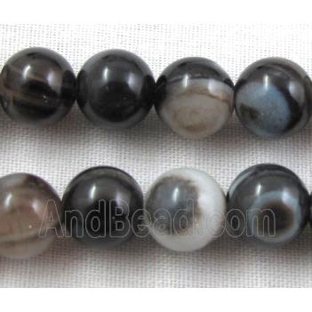 round Chinese Botswana Agate beads, black