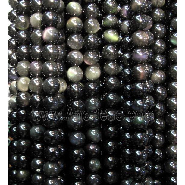 round black obsidian beads