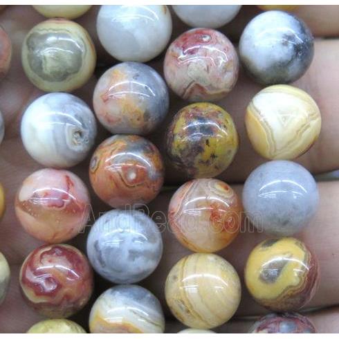 round Crazy Lace Agate beads