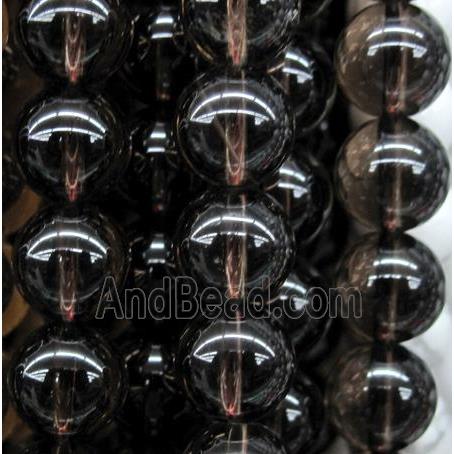smoky quartz beads, smooth round, dye