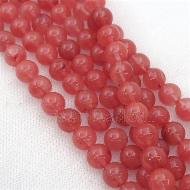 round pink watermelon quartz beads