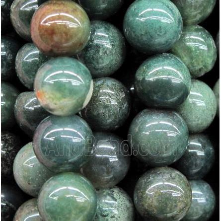 Round Green Moss Agate Beads