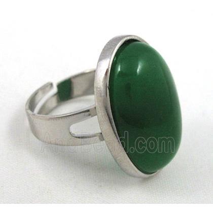 green aventurine ring, adjustable, copper, platinum plated