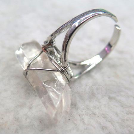 clear quartz ring, wire wrapped