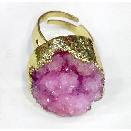 druzy quartz ring, freeform, pink