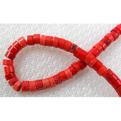 Turquoise heishi beads, red dye
