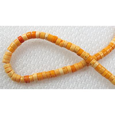 Turquoise heishi bead, yellow dye