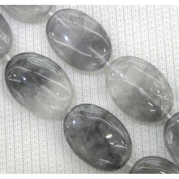 natural Cloudy Quartz beads, grey, oval
