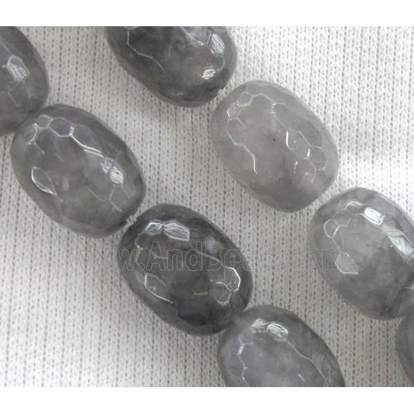 natural Cloudy Quartz beads, faceted barrel