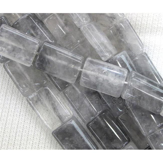 natural Cloudy Quartz bead, grey, rectangle