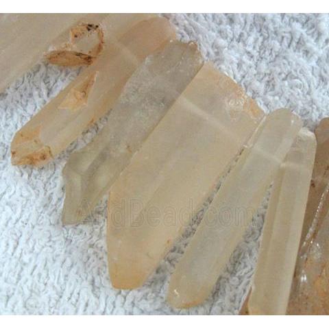 clear quartz stick bead, freeform, lt.yellow