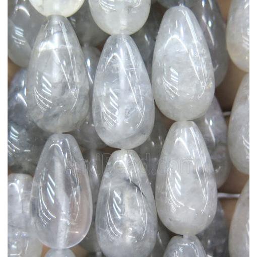 natural cloudy quartz beads, teardrop