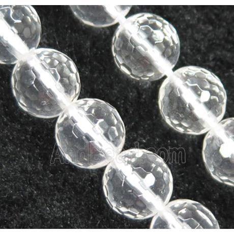 natural clear quartz beads, faceted round, Grade-A