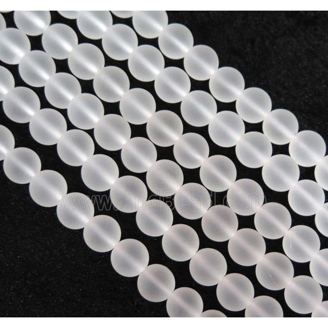 natural clear quartz beads, matte, round