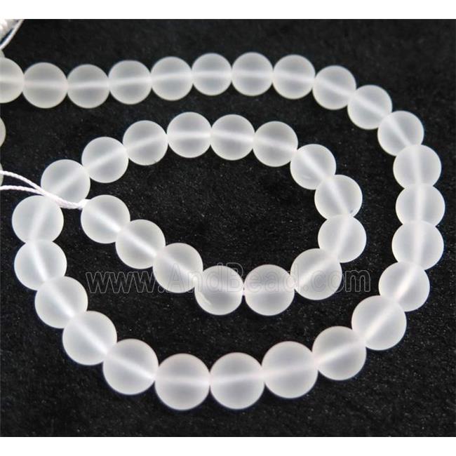 natural clear quartz beads, matte, round
