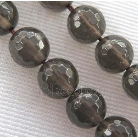 Smoky Quartz Beads, faceted round