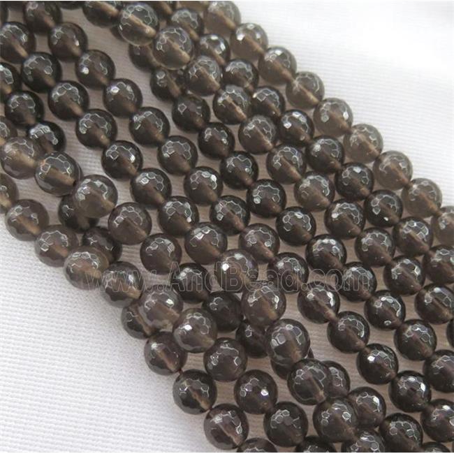 Smoky Quartz Beads, faceted round