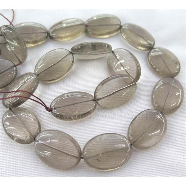 smoky quartz beads, oval