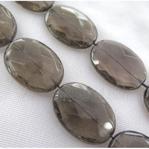Smoky Quartz Beads, faceted oval