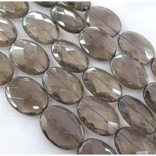 Smoky Quartz Beads, faceted oval
