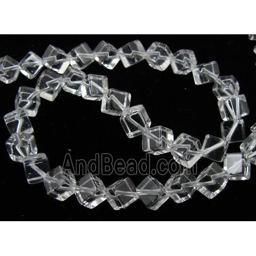 Natural Clear Quartz Bead, cube, corner-drilled, grade A