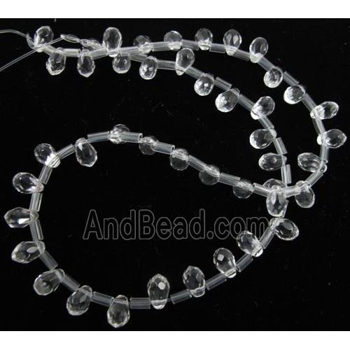 Natural Clear Quartz Bead, faceted teardrop