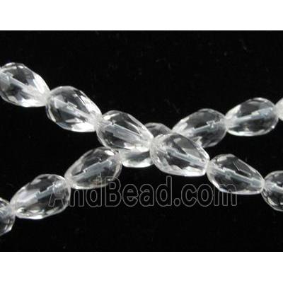 Natural Clear Quartz Bead, faceted teardrop