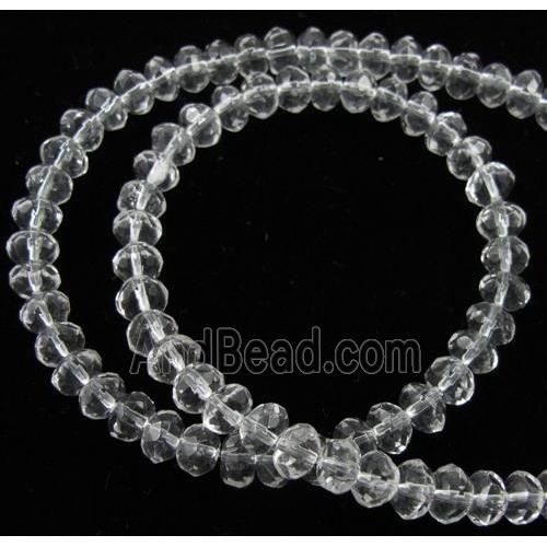 Natural Clear Quartz Bead, faceted rondelle