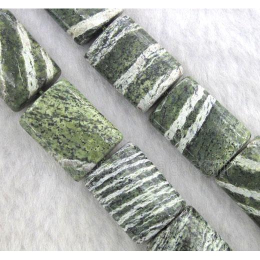 Rectangle Green Silver Stripe, gemstones