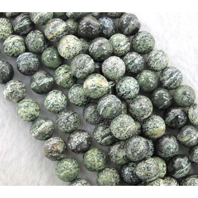 Round Natural Green Silver-line Jasper Beads