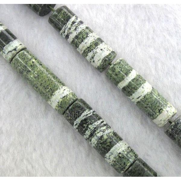 Green Silver-line Jasper Beads, tube