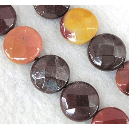 Mookaite jasper Beads, faceted flat-round