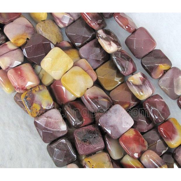 Mookaite Beads, faceted square