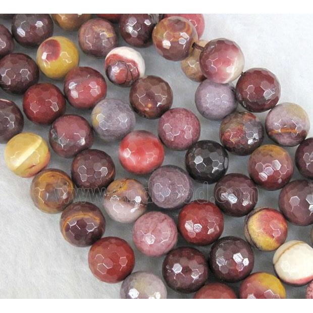 faceted round Mookaite beads, grade AA