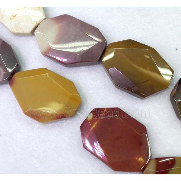 Mookaite beads, slice, faceted freeform