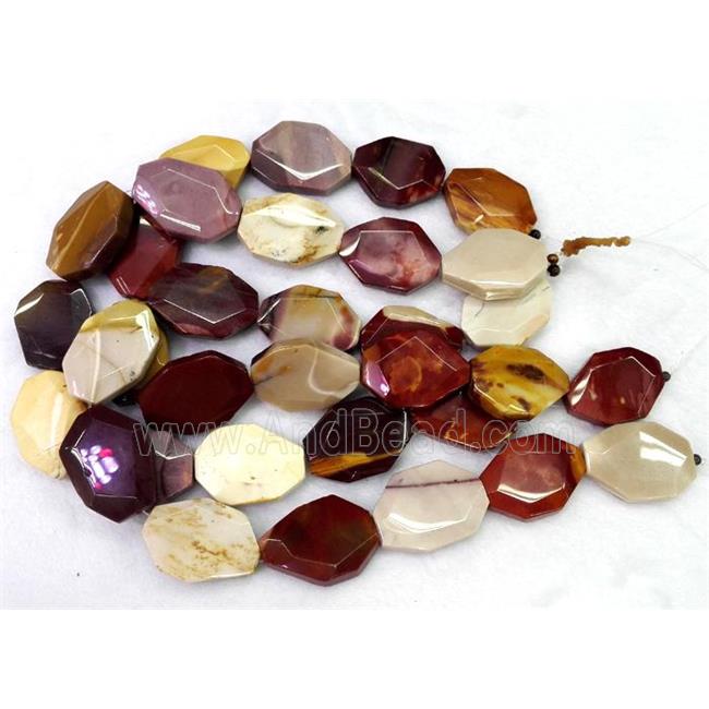 Mookaite beads, slice, faceted freeform