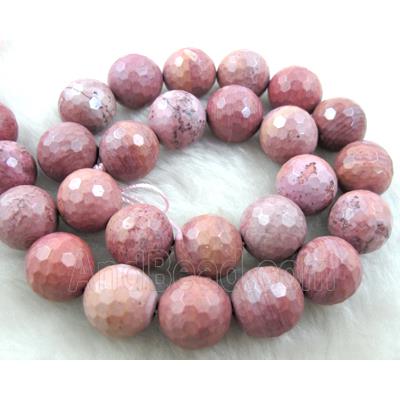 faceted round Rhodonite gemstone beads