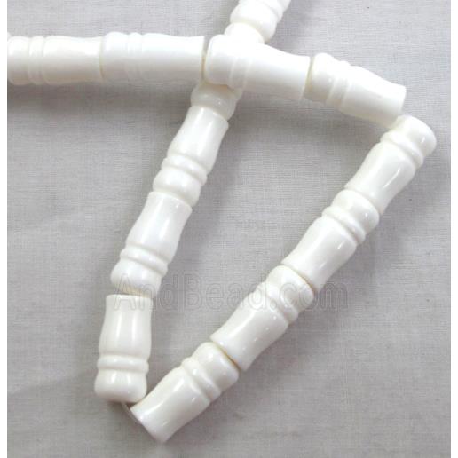 Tridacna shell beads, bamboo, white