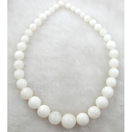 Tridacna shell necklace, round, white