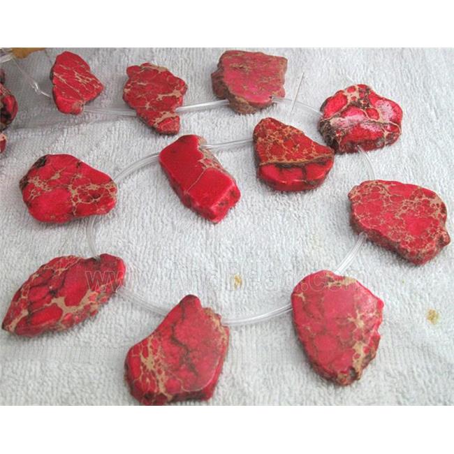 Sea Sediment slice beads, freeform, red