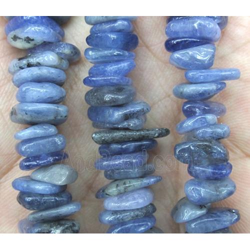 blue tourmaline beads, chip, freeform
