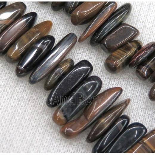 tiger eye stone bead, stick chips, freeform