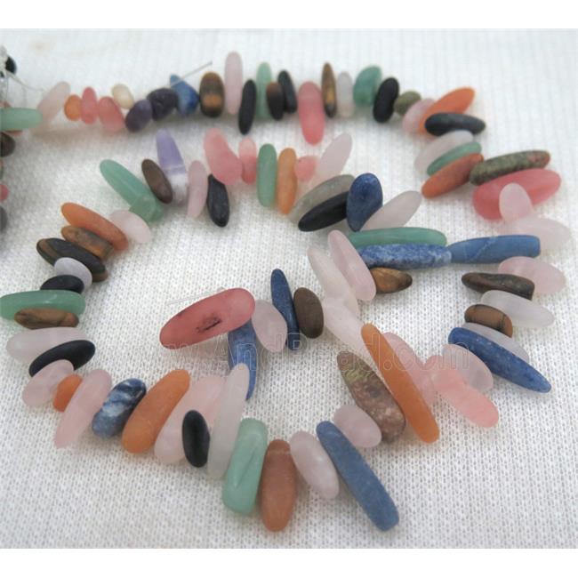 mixed jasper beads, matte chip, freeform stick