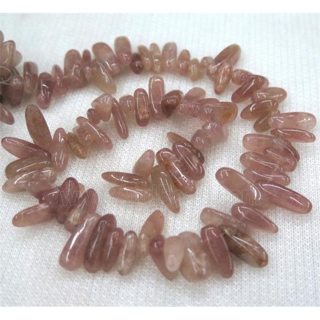 strawberry quartz beads, chip stick, freeform
