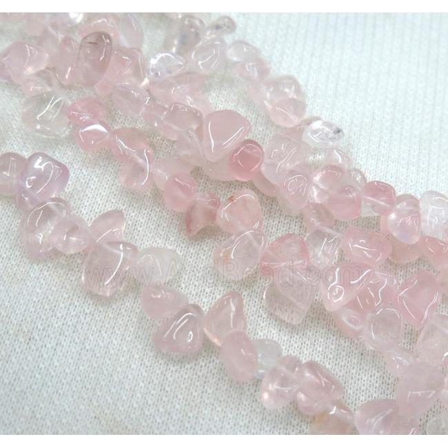 rose quartz chip beads, freeform